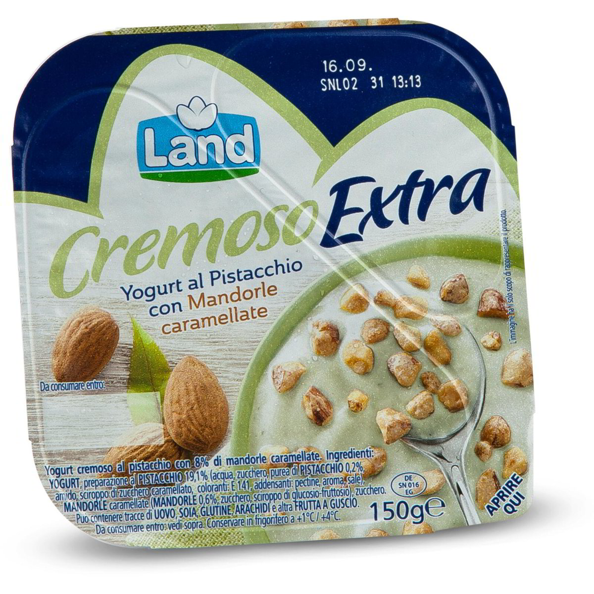 Yogurt al pistacchio con mandorle caramellate LAND 150g in dettaglio