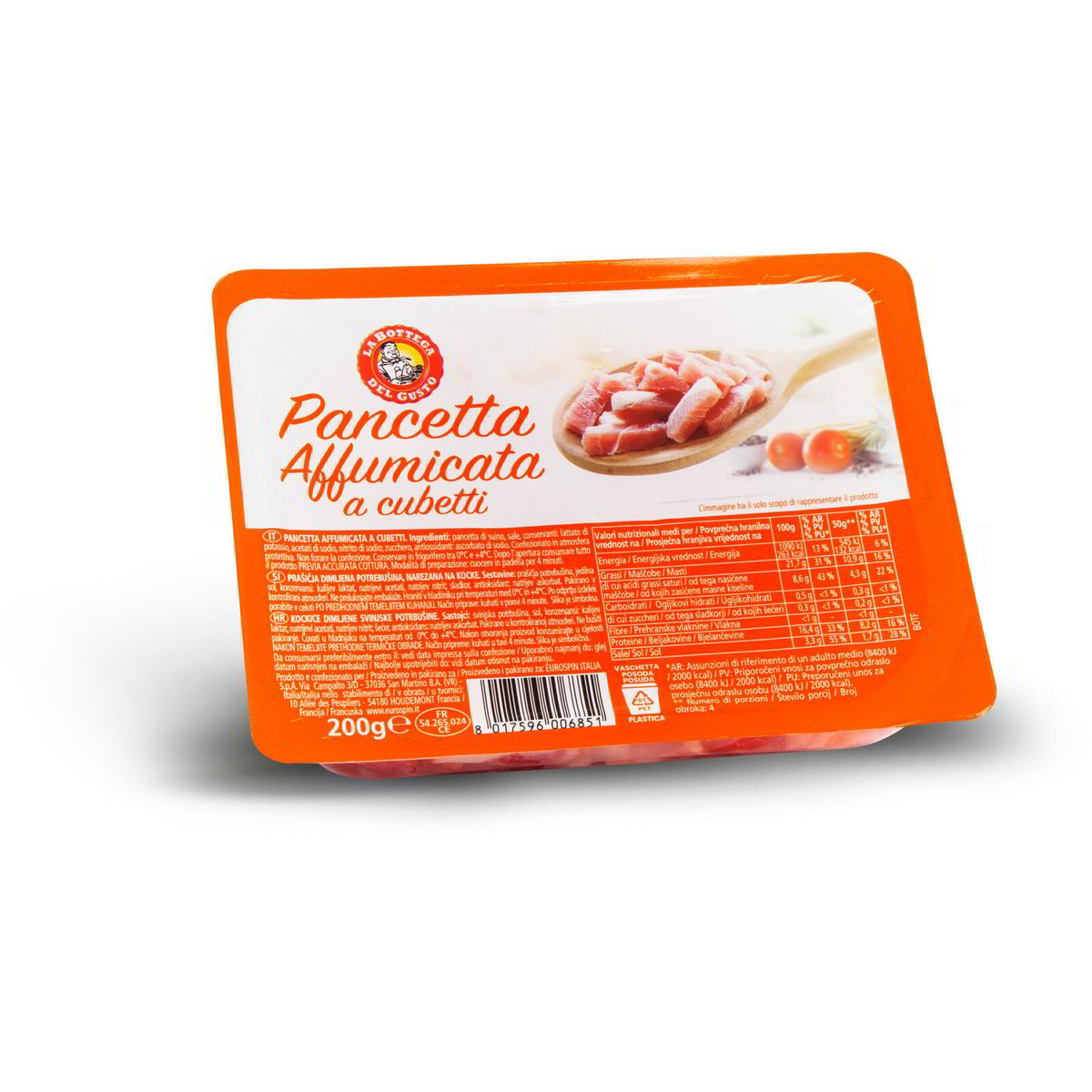 Pancetta affumicata a cubetti LA BOTTEGA DEL GUSTO 200g in dettaglio Eurospin Spesa Online